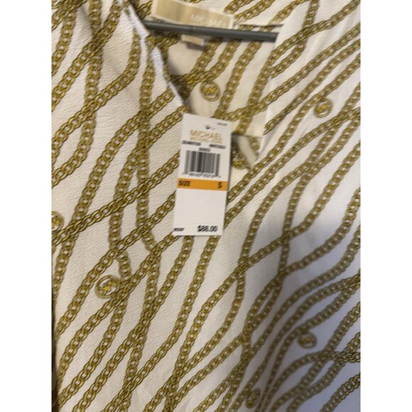 Michael Kors Blouse Women’s Size Small Gold Chain Link Tie 3/4 sleeves NEW 018 - Picture 4 of 5